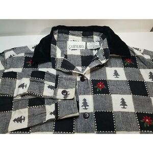 Casey & Max Christmas Shirt Top Small Button‎ Up Long Sleeve Women Plaid